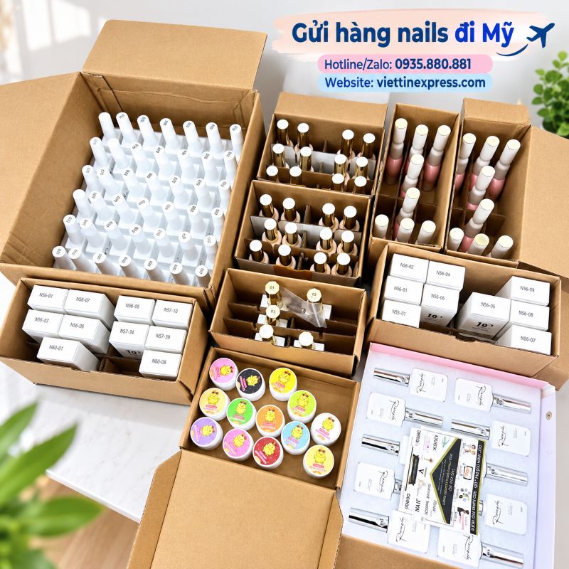 Gửi hàng nails đi Mỹ tại TPHCM - Nhận sơn gel, dụng cụ và thiết bị nail