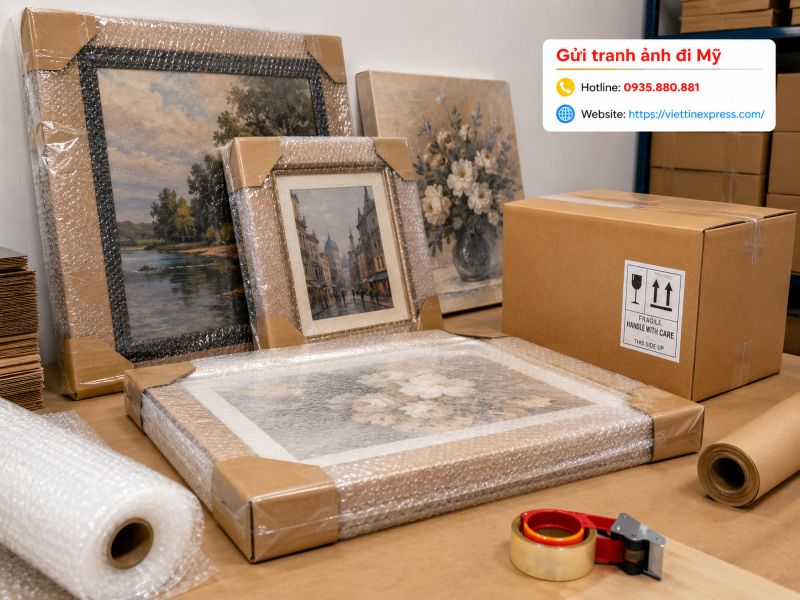 Gửi tranh ảnh đi Mỹ an toàn, đóng gói chuyên nghiệp