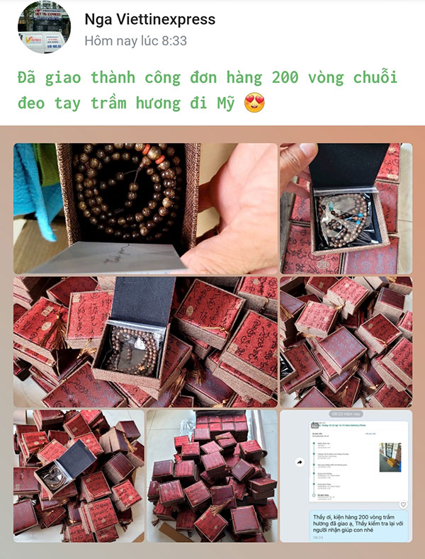 Đã giao thành công đơn hàng 200 vòng chuổi đeo tay trầm hương đi Mỹ