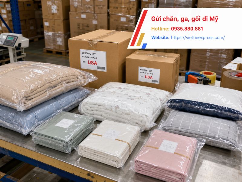 Gửi chăn, ga, gối đi Mỹ tại TPHCM