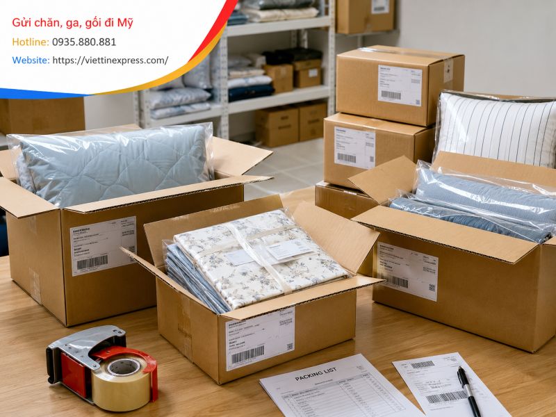 Gửi chăn, ga, gối đi Mỹ tại TPHCM